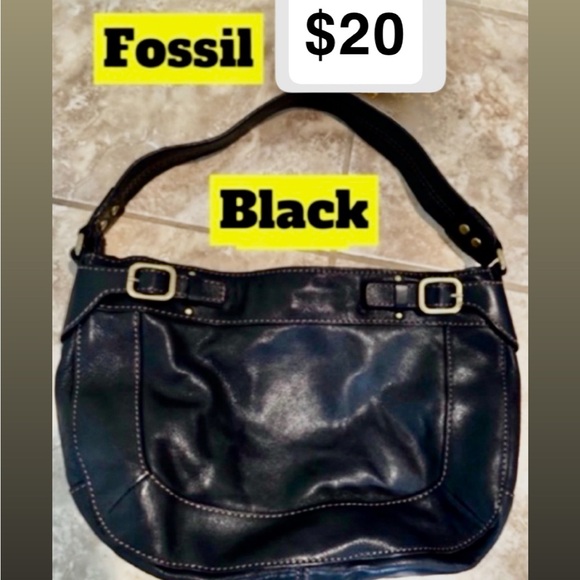 Fossil Black Leather Shoulder Bag - Picture 1 of 3